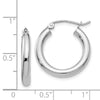 14K White Gold 3x20mm Polished Tube Hoop Earrings