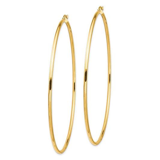 14k 2x80mm Polished Round Tube Hoop Earrings