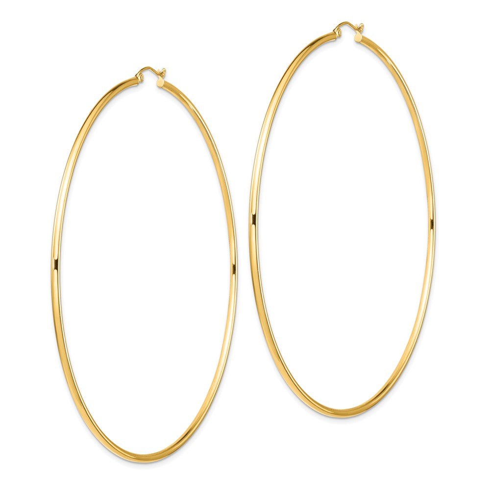 14k 2x90mm Polished Round Tube Hoop Earrings