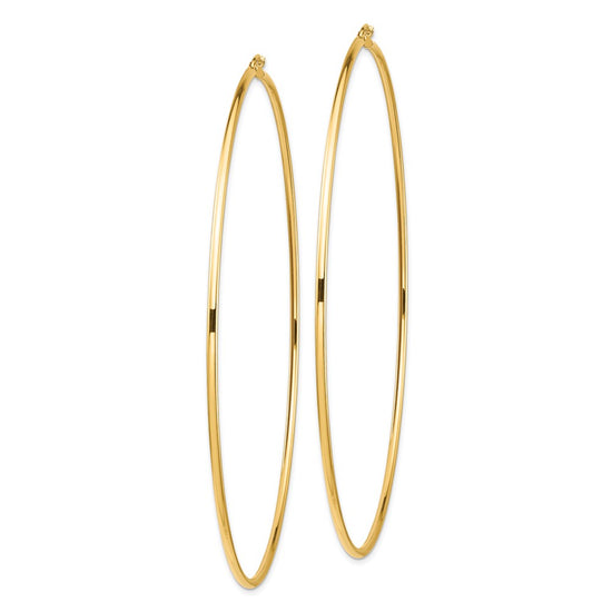 14k 2x100mm Polished Round Tube Hoop Earrings