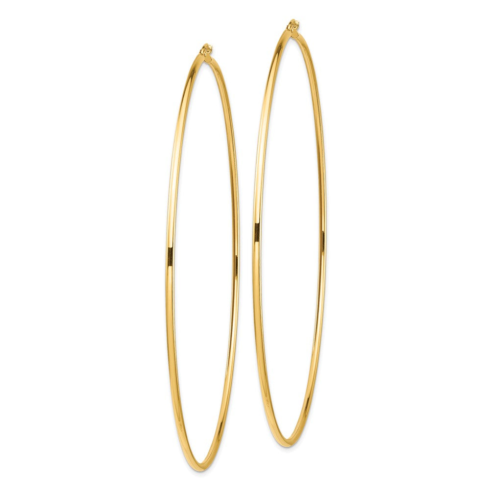 14k 2x100mm Polished Round Tube Hoop Earrings
