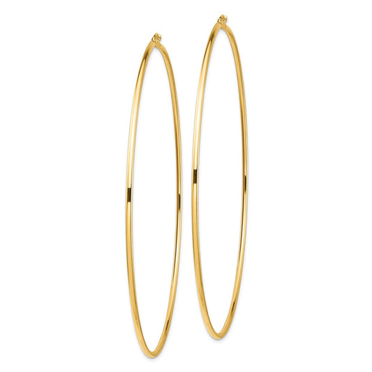 14k 2x100mm Polished Round Tube Hoop Earrings