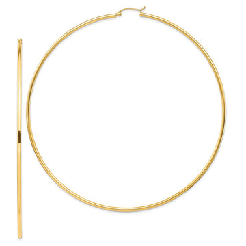 14k 2x100mm Polished Round Tube Hoop Earrings