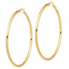 14k 3x80mm Polished Round Tube Hoop Earrings