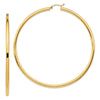14k 3x80mm Polished Round Tube Hoop Earrings
