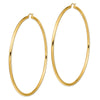 14k 3x90mm Polished Round Tube Hoop Earrings