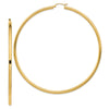14k 3x90mm Polished Round Tube Hoop Earrings