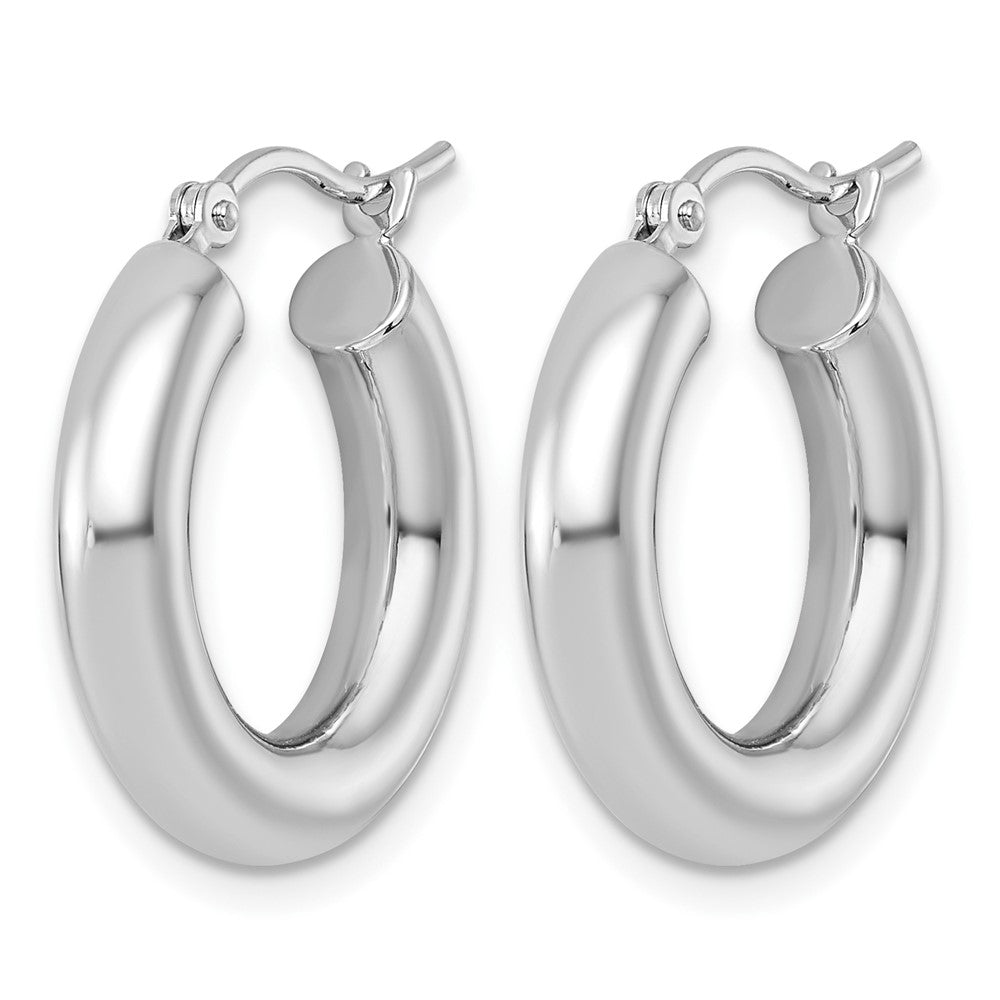 14k White Gold 4x20mm Polished Tube Hoop Earrings