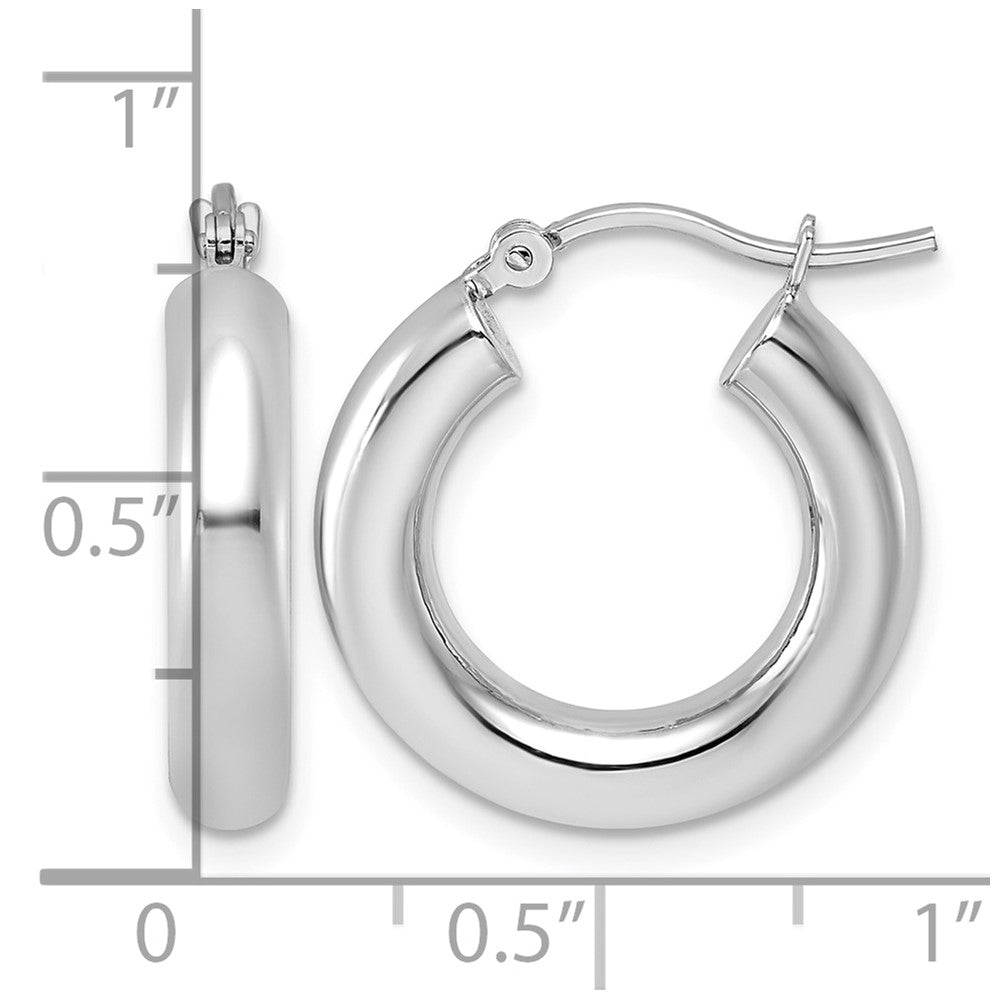 14k White Gold 4x20mm Polished Tube Hoop Earrings