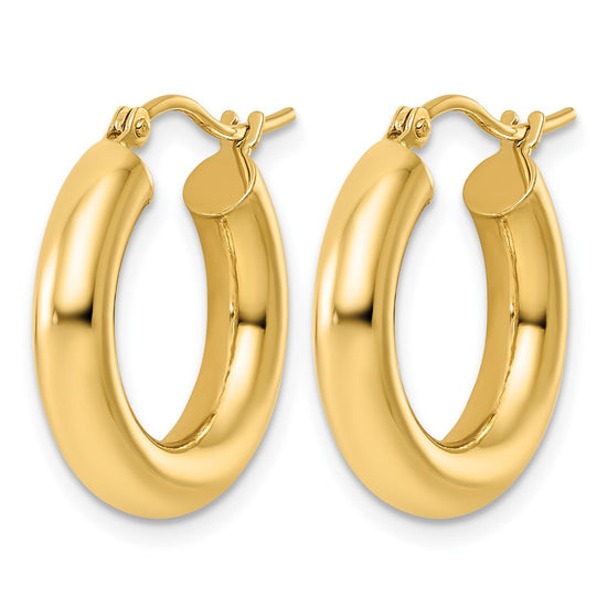 14k 4x20mm Polished Tube Hoop Earrings