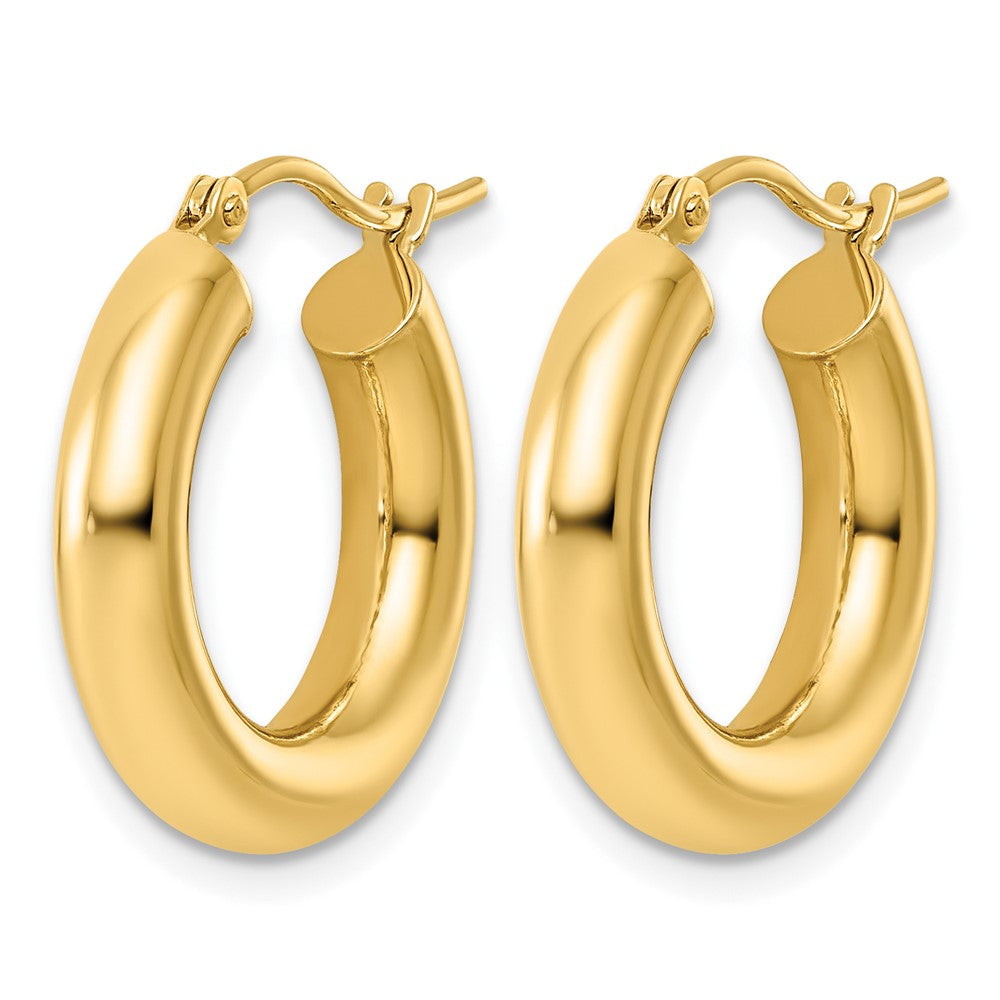 14k 4x20mm Polished Tube Hoop Earrings