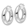 14k White Gold 6x26mm Polished Round Tube Hoop Earrings