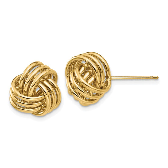 14k 12mm Polished Triple Love Knot Post Earrings