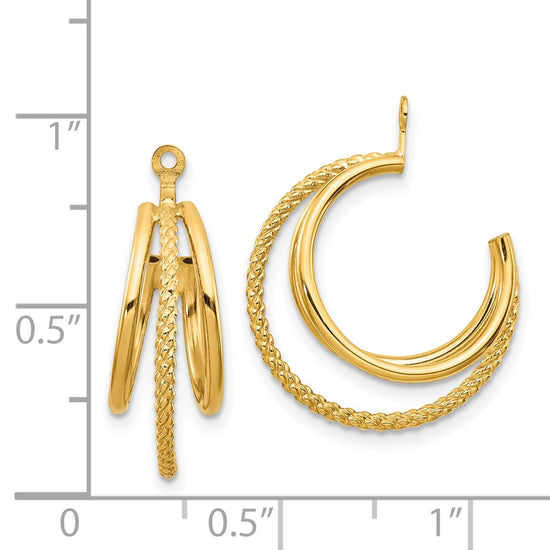 14k Polished and Twisted Triple Hoop Earring Jackets