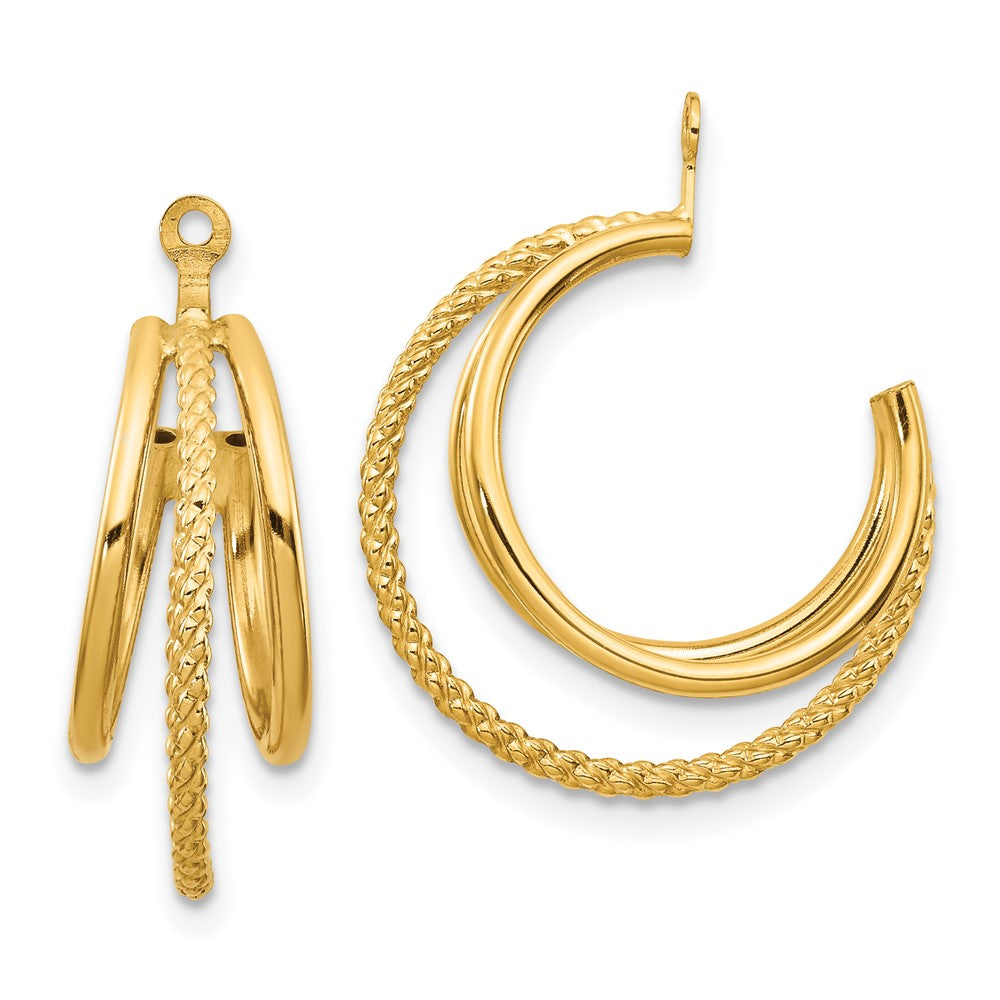 14k Polished and Twisted Triple Hoop Earring Jackets