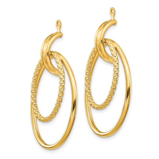 14k Polished Double Oval Doorknocker Earring Jackets