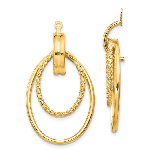14k Polished Double Oval Doorknocker Earring Jackets