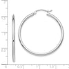 14k White Gold 2x35mm Polished Tube Hoop Earrings