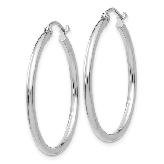 14k White Gold 2x30mm Polished Tube Hoop Earrings