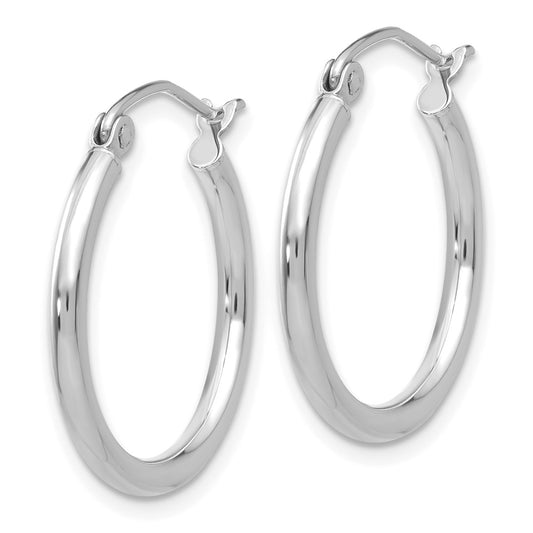 14k White Gold 2x20mm Polished Tube Hoop Earrings