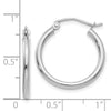 14k White Gold 2x20mm Polished Tube Hoop Earrings