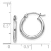 14k White Gold 2x15mm Polished Tube Hoop Earrings
