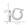 14k White Gold 2x12mm Polished Tube Hoop Earrings