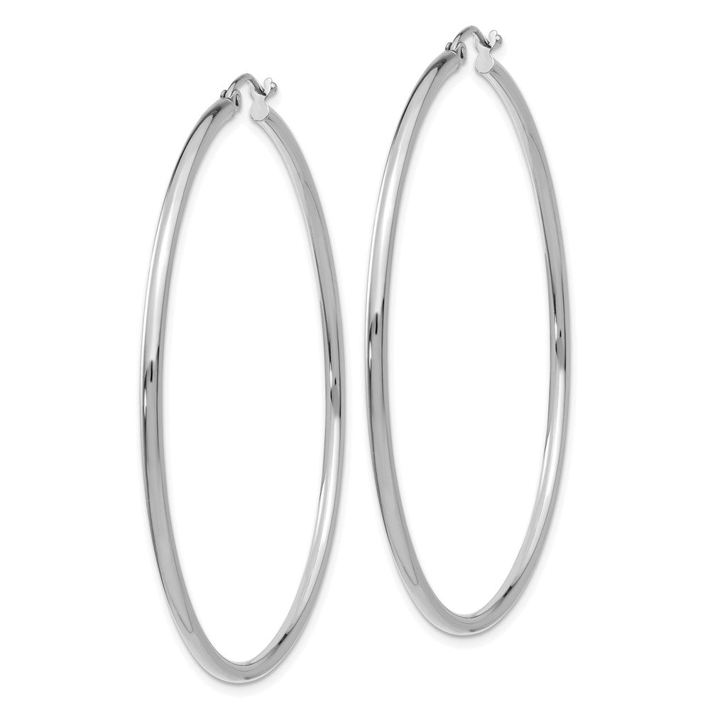 14k White Gold 2x55mm Polished Tube Hoop Earrings