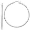 14k White Gold 2x55mm Polished Tube Hoop Earrings