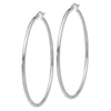 14k White Gold 2x60mm Polished Tube Hoop Earrings