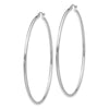 14k White Gold 2x65mm Polished Tube Hoop Earrings