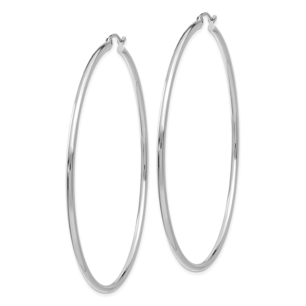 14k White Gold 2x65mm Polished Tube Hoop Earrings