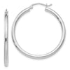 14K White Gold 2.5x35mm Polished Round Tube Hoop Earrings