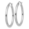 14K White Gold 2.5x30mm Polished Round Tube Hoop Earrings