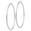 14K White Gold 2.5x65mm Polished Round Tube Hoop Earrings