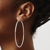 14K White Gold 2.5x65mm Polished Round Tube Hoop Earrings