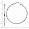 14K White Gold 2.5x55mm Polished Round Tube Hoop Earrings