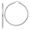 14K White Gold 2.5x55mm Polished Round Tube Hoop Earrings