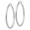 14K White Gold 2.5x45mm Polished Round Tube Hoop Earrings