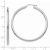 14K White Gold 2.5x45mm Polished Round Tube Hoop Earrings