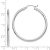 14K White Gold 2.5x40mm Polished Round Tube Hoop Earrings