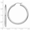 14K White Gold 3x40mm Polished Tube Hoop Earrings