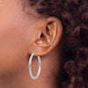 14K White Gold 3x35mm Polished Tube Hoop Earrings