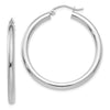 14K White Gold 3x35mm Polished Tube Hoop Earrings