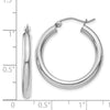 14K White Gold 3x25mm Polished Tube Hoop Earrings
