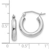14K White Gold 3x16mm Polished Tube Hoop Earrings