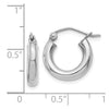 14K White Gold 3x14mm Polished Tube Hoop Earrings