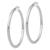 14K White Gold 3x50mm Polished Tube Hoop Earrings