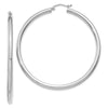 14K White Gold 3x55mm Polished Tube Hoop Earrings