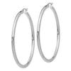 14K White Gold 3x60mm Polished Tube Hoop Earrings